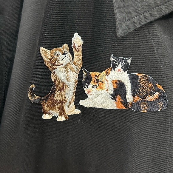 NWT Vintage Tia Designs Cat Applique Button Front Top Size XL Boxy Artsy Casual - Picture 4 of 9